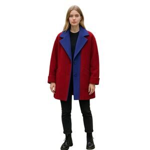 Vintage Bernard Perris Paris Wool Coat Colorblock Oversized Avant Garde